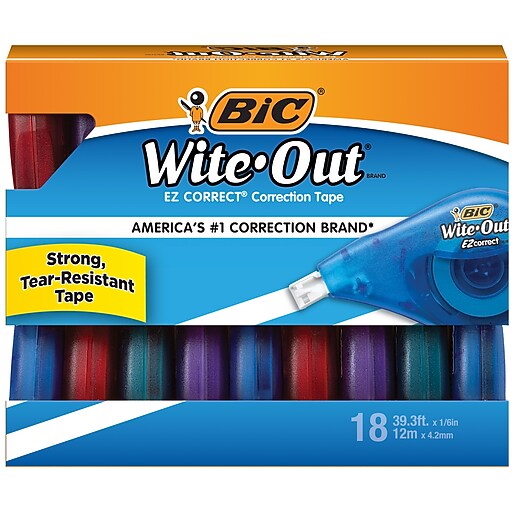 BIC WiteOut EZ Correct Correction Tape, White, 18/Pack (WOTAP18WHI