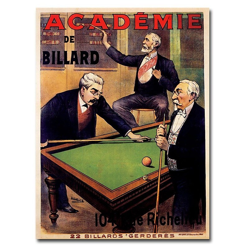 Trademark Fine Art Academie Billiards  Canvas Art Ready to Hang image 1