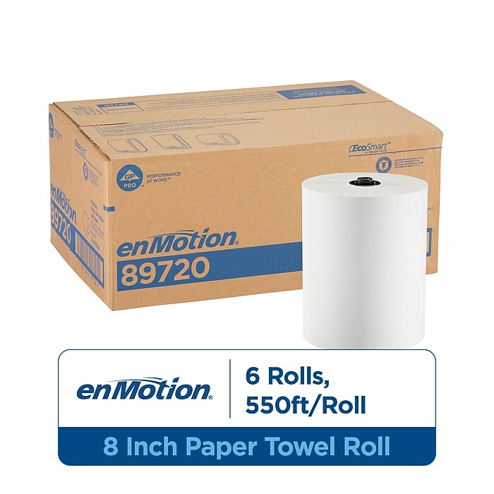 enmotion Flex Hardwound Paper Towels, 1-ply, 550 ft./Roll, 6 Rolls