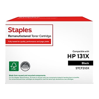 Staples Remanufactured Black High Yield Toner Cartridge Replacement for HP 131X/Canon 131 II (TRCF210X/STCF210X)