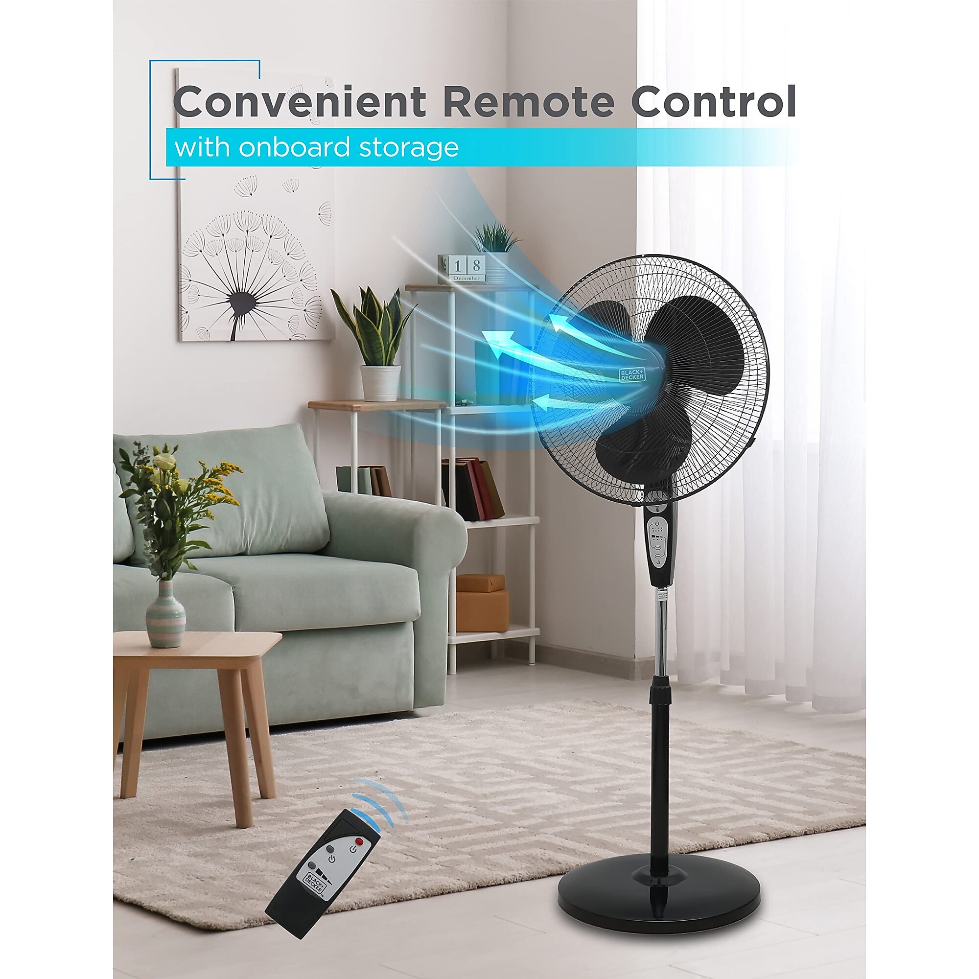 Black & Decker 18″ Oscillating Pedestal Fan, 3-Speed, Black (BFSR18″B) Sansujyuku sansujyuku.com