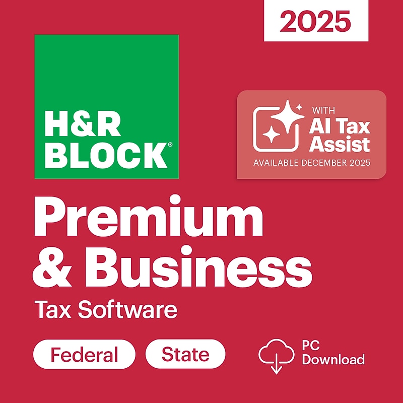 H&R Block Tax Software Premium & Business 2025 for 1 User,  Windows, Download (HRB641800V019) image 1