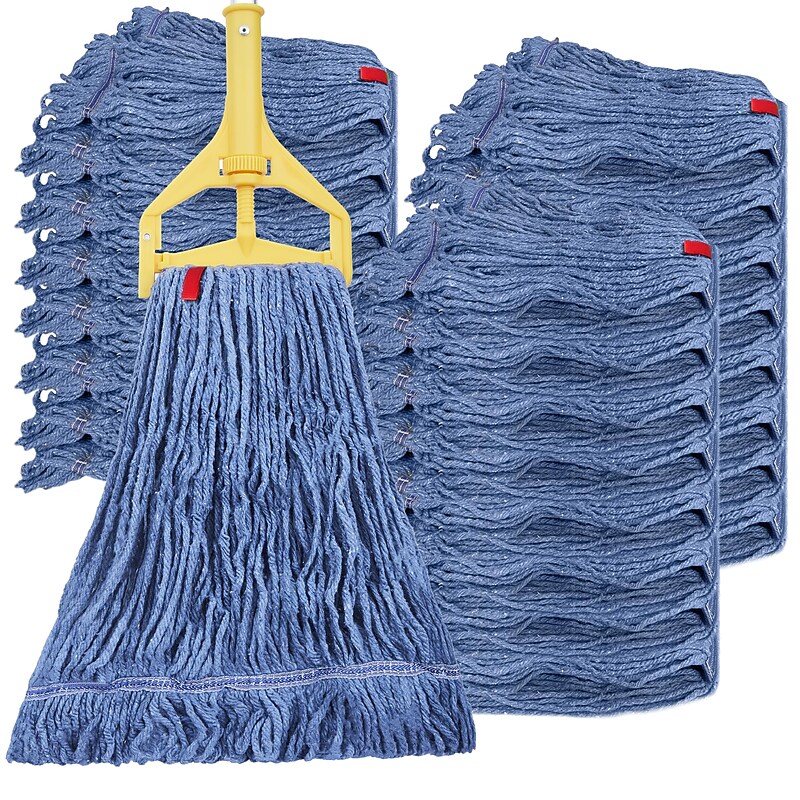 BISON LIFE Kleen Handler Blend String Mop Head, 24 oz., Blue, 24/Pack (BPES-LEM-BD-BL-24-1-24A) image 1