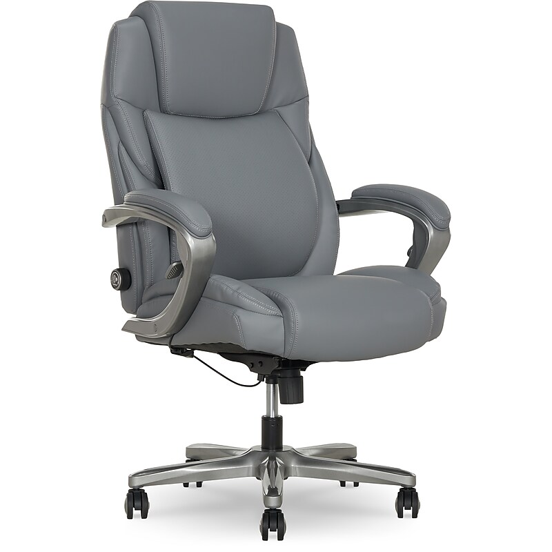 La-Z-Boy Niall AIR Lumbar Pro+ Ergonomic Vegan Leather Executive Big & Tall Chair, 400 lb. Capacity, Cool Gray (60114-CGRY) image 1