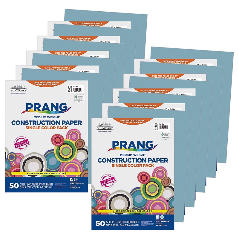 Prang 9" x 12" Construction Paper, Sky Blue, 50 Sheets/Pack, 10 Packs/Bundle (PAC7603-10) image 1