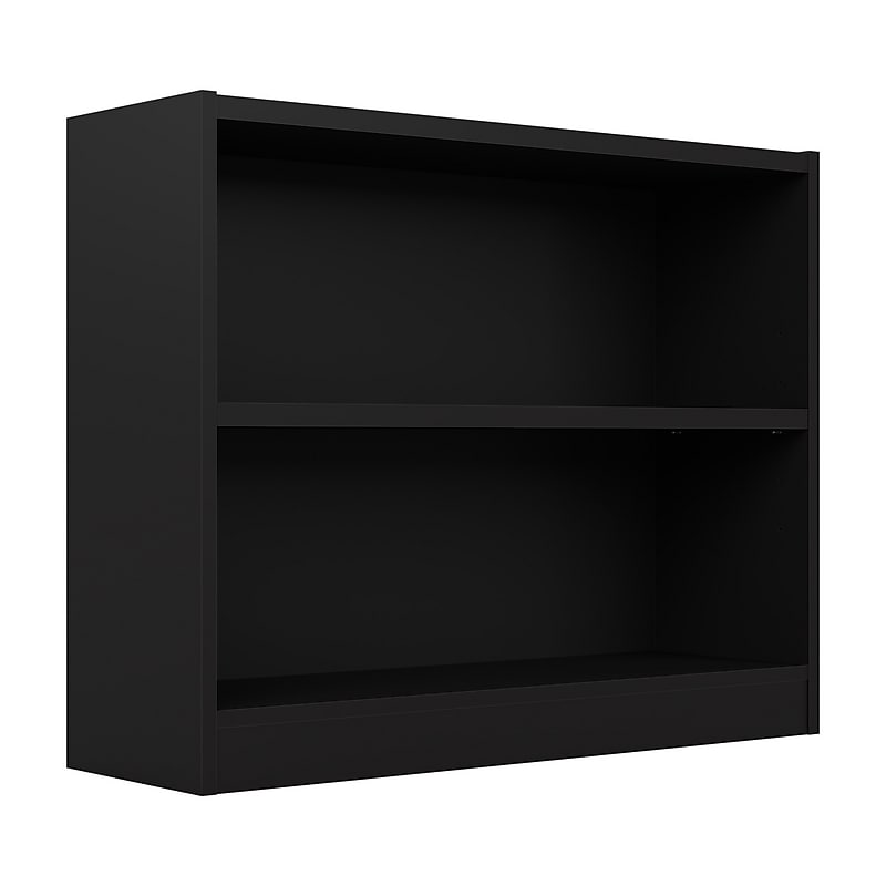 Bush Furniture Universal 30"H 2-Shelf Bookcase with Adjustable Shelf, Black Wood (WL12438) image 1