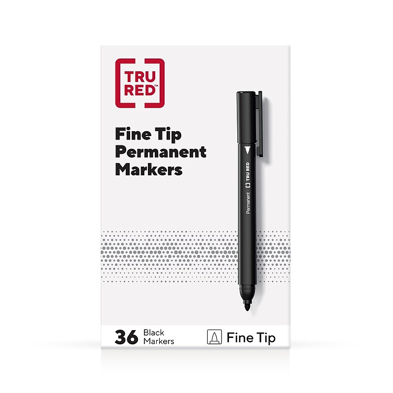 TRU RED™ Pen Permanent Markers, Fine Tip, Black, 36/Pack (TR54545) image 1