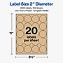 Avery Round Laser/Inkjet Multipurpose Labels, 2" Round, Kraft Brown, 20 Labels/Sheet, 100 Sheets/Pack (19479311174)~#|#~0147D2EB-12BE-479C-8ACDB300DD627D49_sc7