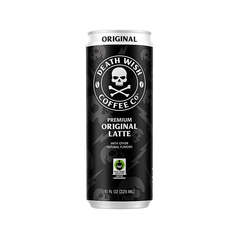 Death Wish Coffee Co. Original Latte Cold Brew Coffee Can, Medium Roast, 11 fl. oz., 12/Carton (LRLATE12) image 1