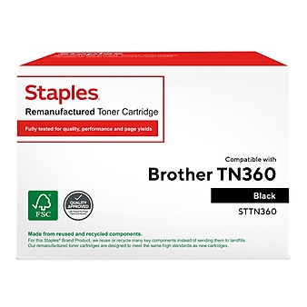 Staples Remanufactured Black High Yield Toner Cartridge Replacement for Brother (TRTN360/STTN360)