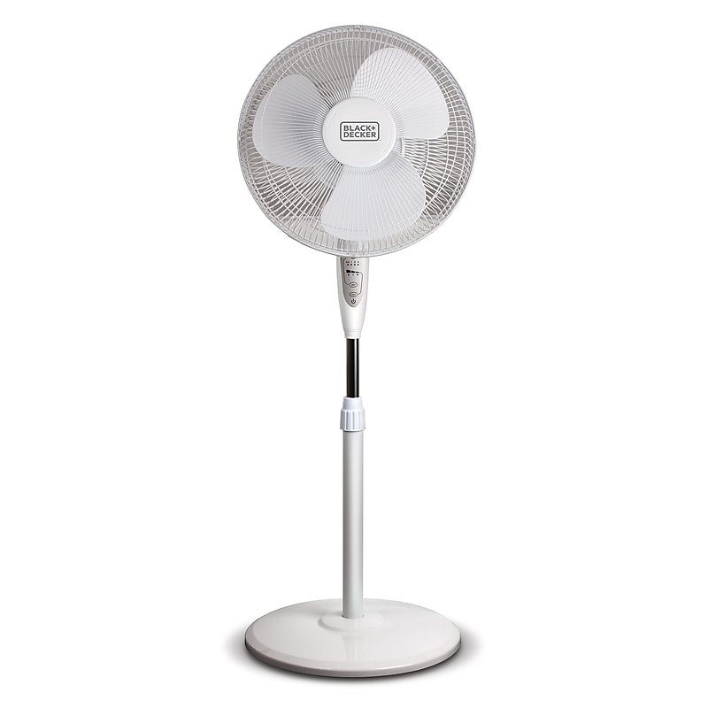 Black & Decker 16" Oscillating Pedestal Fan, 3-Speed, White (BFSR16W) image 1