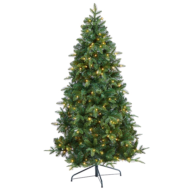 Nearly Natural 6-ft Grand Teton Spruce Flat Back Artificial Christmas Tree with 180 Clear LED Lights (T1863) image 1