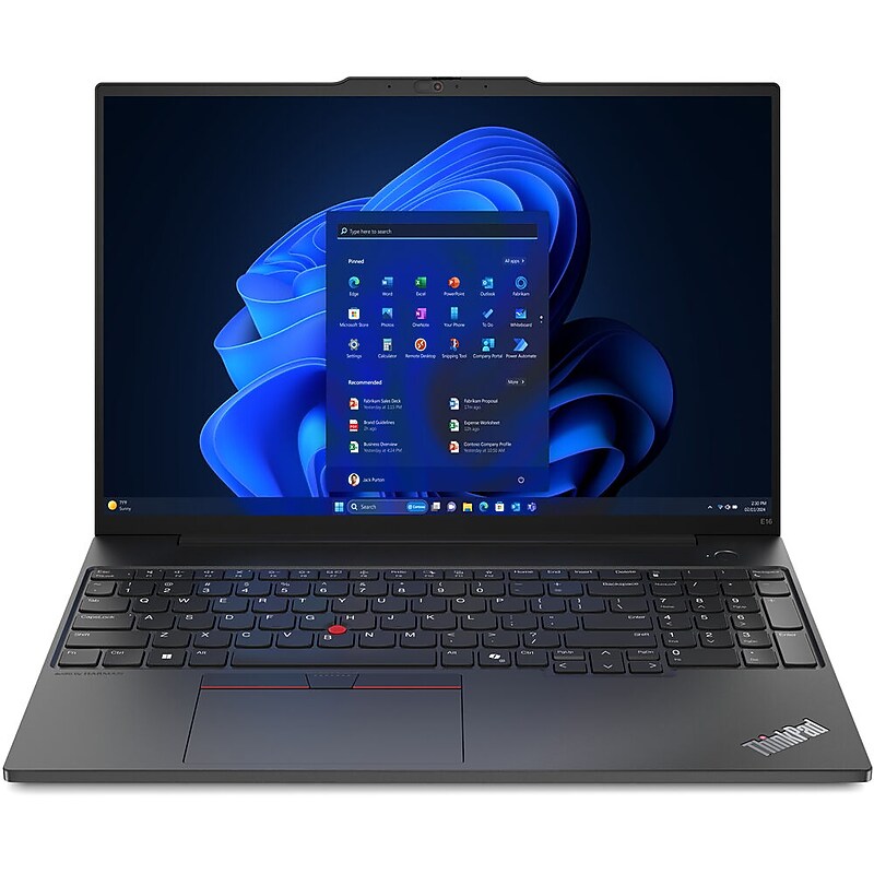 Lenovo ThinkPad E16 Gen 2 16" Laptop, AMD Ryzen 7 7735U, 2.7GHz, 16GB RAM, 512GB SSD, Backlit Keyboard, Windows 11 Pro, Black image 1