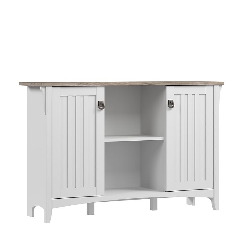 Bush Furniture Salinas 30" Accent Storage Cabinet with 3 Shelves, Shiplap Gray/Pure White (SAS147G2W-03) image 1