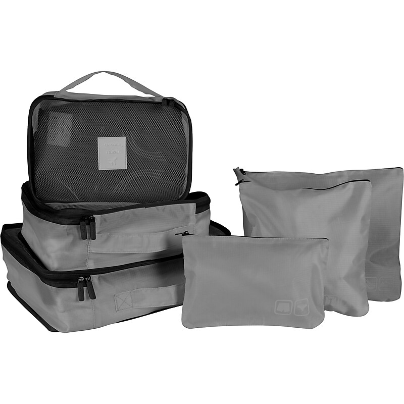 G Force 6-Piece Fabric Travel Pouch Set, Water Resistant, Gray (27105-GREY) image 1