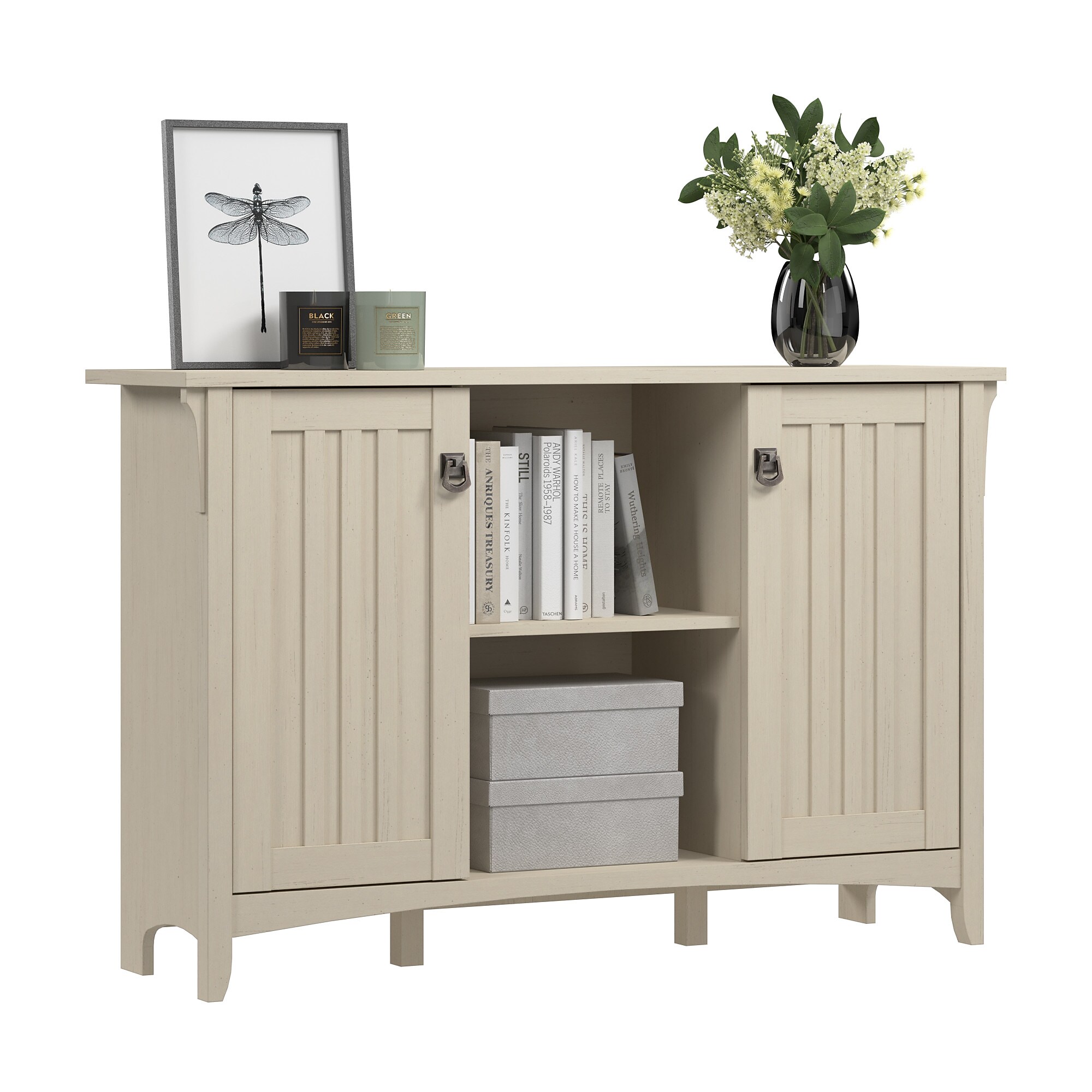 Bush Home Salinas Accent Storage Cabinet with Doors, Antique White (SAS147AW-03) Sansujyuku sansujyuku.com