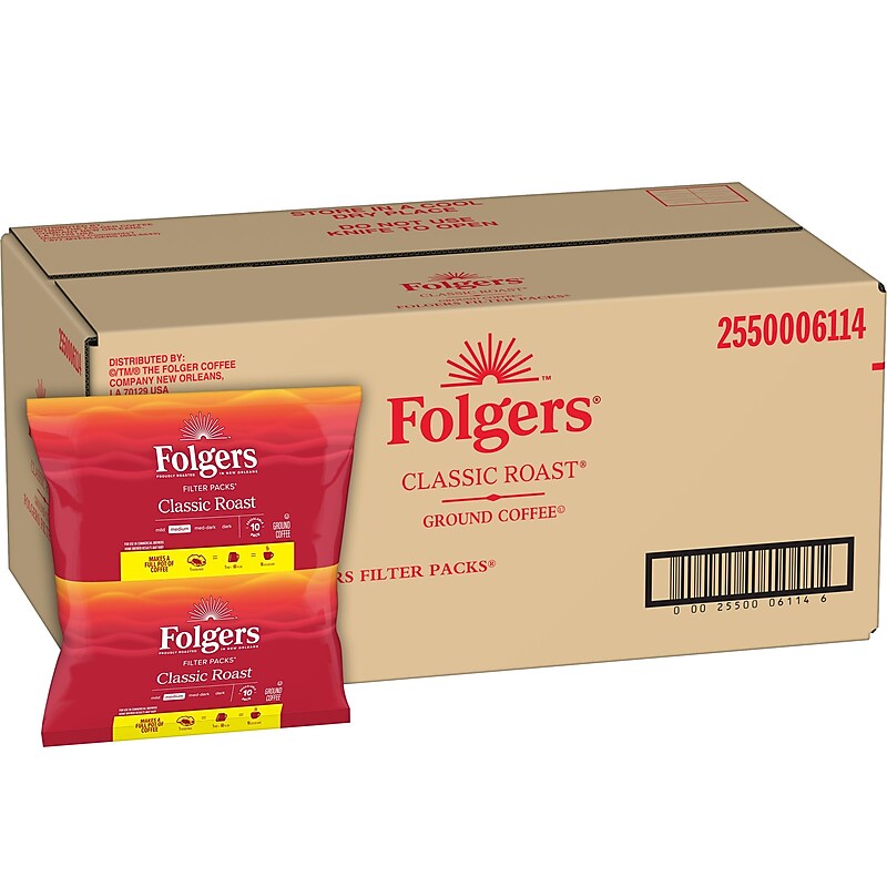 Folger Classic Roast Ground Coffee Filter Pack, Medium Roast, 0.9 oz., 160/Box (PRO44192) image 1