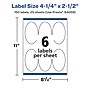 Avery Laser/Inkjet Oval  Multipurpose Labels, 2.5"  Dia, Matte White, 150/Pack (94058)~#|#~0182046F-36C3-425C-A67D2A0C6AD2E8CB_sc7