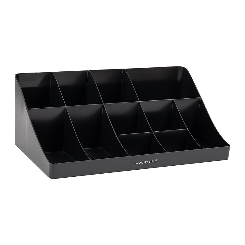 Mind Reader 11 Compartment Plastic Condiments Countertop Organizer, Black (COMORG-BLK) image 1