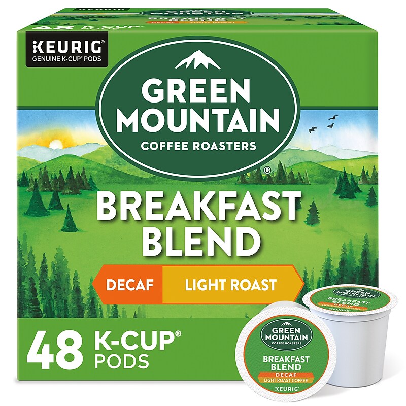 Green Mountain Breakfast Blend Decaf Coffee Keurig® K-Cup® Pods, Light Roast, 48/Box (5000355634) image 1