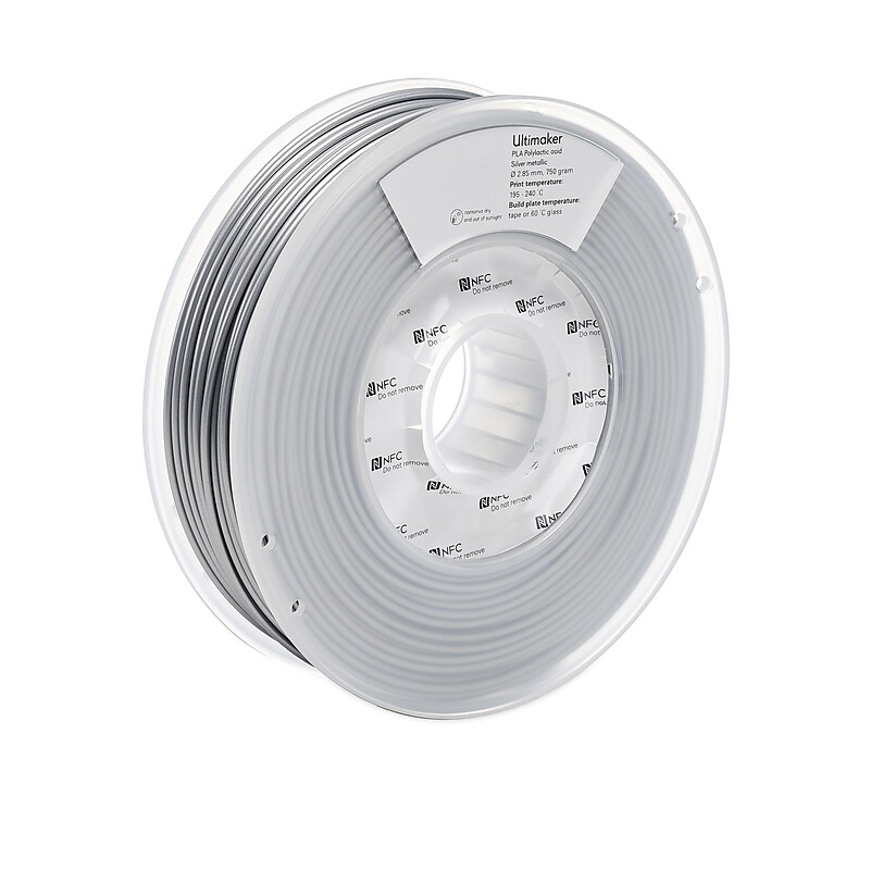 UltiMaker PLA 2.85mm PLA Filament NFC for 3D Printers, Silver Metallic (1612) image 1