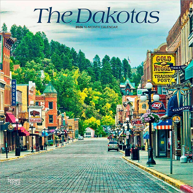 2026 BrownTrout The Dakotas North Dakota & South Dakota Places 12" x 12" Monthly Wall Calendar (9798330705856) image 1