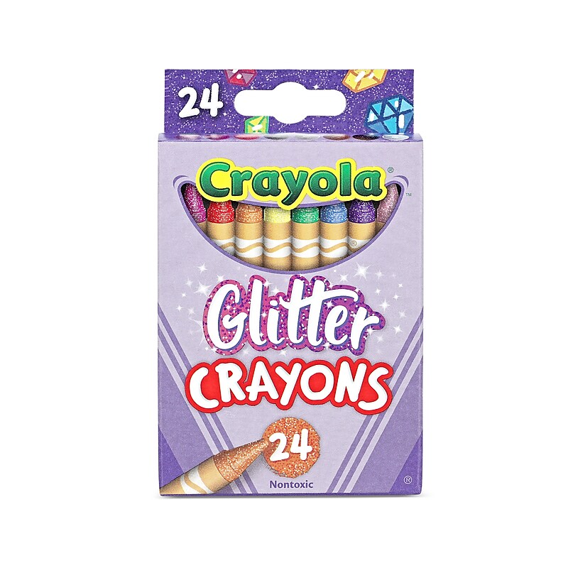 Crayola Glitter Crayons, Assorted Colors, 24/Pack (52-3715) image 1