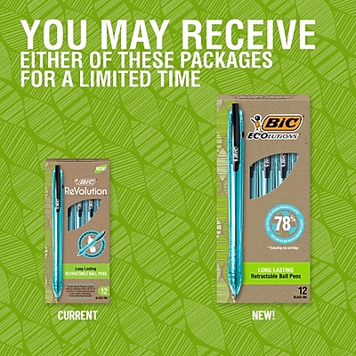 BIC ReVolution Ocean Kugelschreiber Schwarz | Aus Recyceltem Ozean-Kunststoff | 1,0 Mm M-Tip