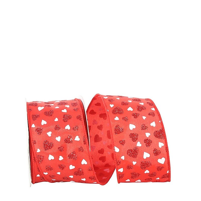 JAM PAPER Dainty Hearts Ribbon, Red/White (52640340684) image 1