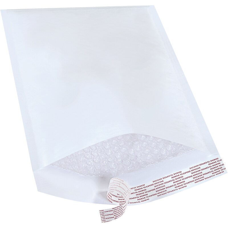 8.5" x 14.5" Self-Seal Bubble Mailers, #3, White, 100/Carton (B856WSS) image 1