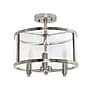Lalia Home 3-Light 13" Farmhouse Glass and Metallic Accented LED Semi-flushmount, Brushed Nickel (LHM-1000-BN)~#|#~01ACD24A-4C78-4015-91CAD40884CD114E_sc7