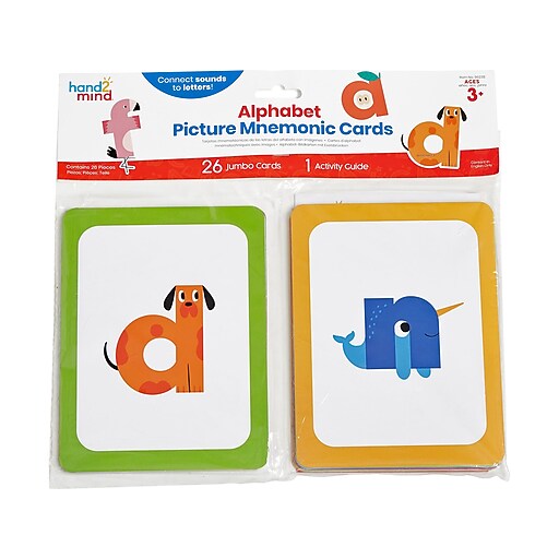 hand2mind Mnemonic Picture Alphabet Jumbo Flash Cards, 26/Set (96238