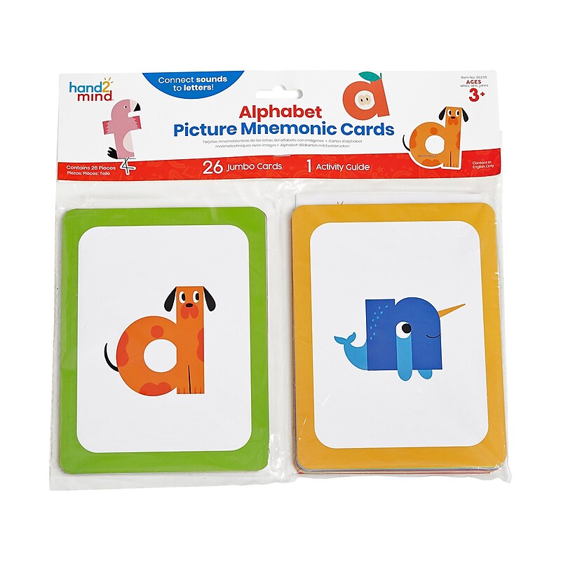 hand2mind Mnemonic Picture Alphabet Jumbo Flash Cards, 26/Set (96238) image 1