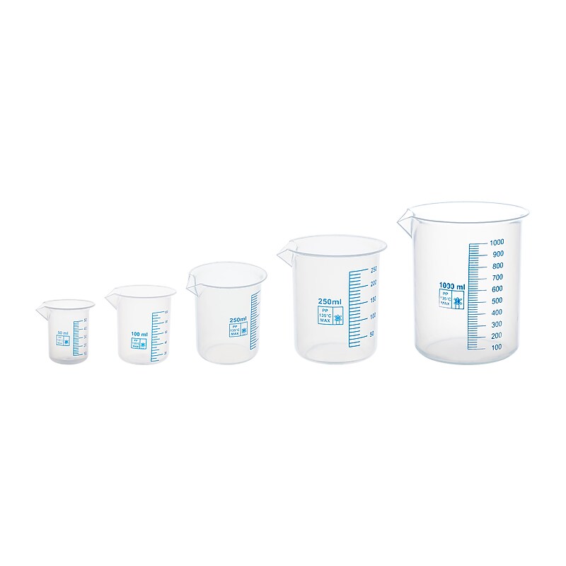 Supertek Polypropylene Beakers, Multicolored, 5/Pack (SKFCH10160) image 1