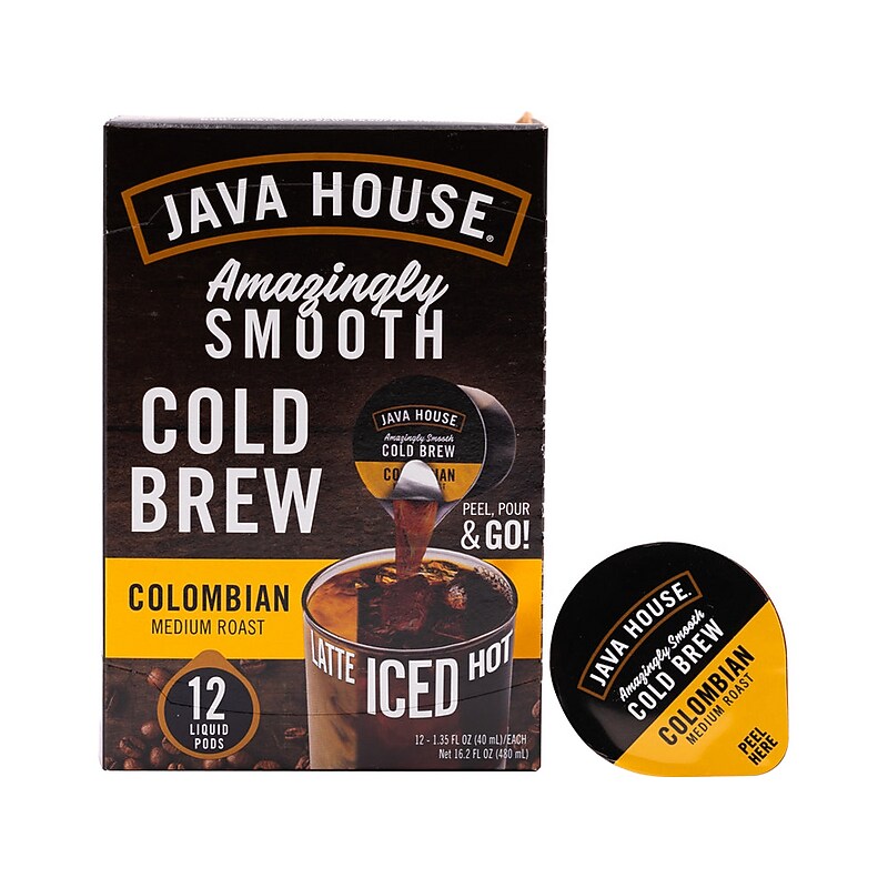 Java House Colombian Cold Brew Coffee Pods, Medium Roast, 12/Carton (FC309352) image 1