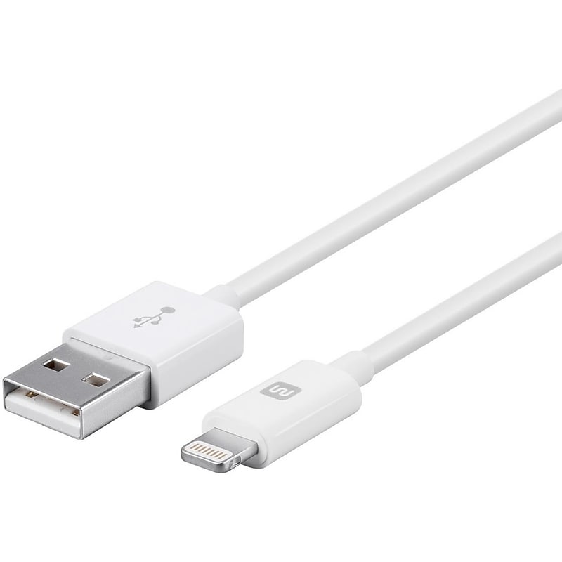 Monoprice Essential Apple MFi Certified 3 ft. Lightning to USB-A Charging Cable, White image 1