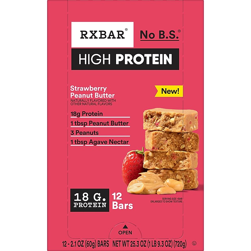 RXBAR High Protein Strawberry Peanut Butter Protein Bars, 25.3 oz., 12 Bars/Box (KEE00866) image 1