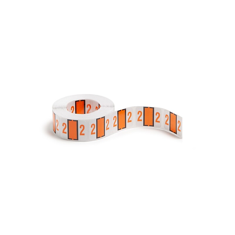 Smead BCCRN Color Coded Numeric Labels, 2, Light Orange, 500/Roll (67372) image 1