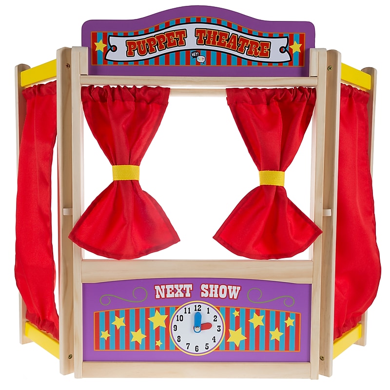 Hey! Play! Wooden Tabletop Puppet Theater for Kids, Multicolored (80-HCH212) image 1