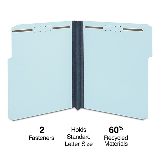 Staples Pressboard Classification Folder, 2" Expansion, Letter Size, Blue, 25/Box (TR384868
