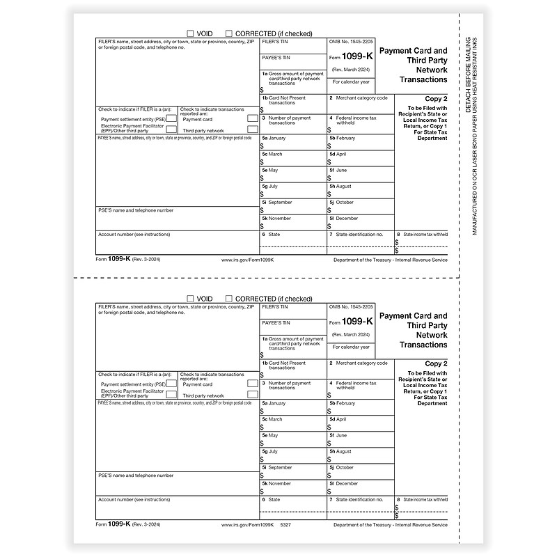 ComplyRight 2024 1099 Tax Form, 2-Part, 2-Up, Copy C, 100/Pack (5327) image 1