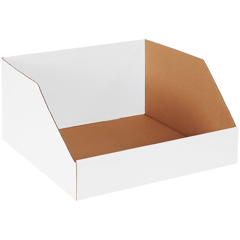 Partners Brand Large Folding Corrugated Storage Bin, 10" x 18"x 18", White, 25/Bundle (BINJ181810) image 1