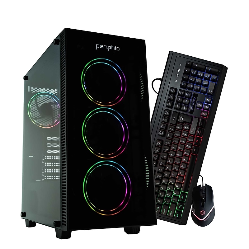 Periphio Terra Gaming Desktop Computer, AMD Ryzen 5, Radeon Vega 7, 16GB RAM, 1TB SSD, Windows 11 Home, Keyboard + Mouse image 1