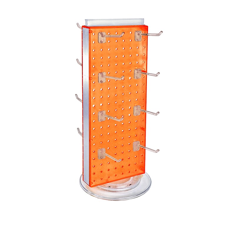 Azar Displays 20”H x 8”W Pegboard Counter Display with 16 4" Hooks, Orange (700508-ORG-4C16) image 1