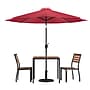 Flash Furniture Lark All-Weather Patio Set, Red Umbrella, 5 Piece Set (XU8132UB19BRD)~#|#~01E58BDC-362F-4F4B-8D4E66E9D97EDB7E_sc7