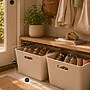 Azar Displays Large Wheat Lined Textured Plastic Storage Tote Bin with Handles, 2/Pack~#|#~01E9E3F2-E90D-4806-8EAC83A6B2853738_sc7