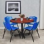 Regency 48" Round Table Cherry & Kobe Base with 4-M Stacker Chairs, Blue TKB48RNDCH47BE)~#|#~01EE2DA8-06B9-4F8D-96452CDA176B47EB_sc7