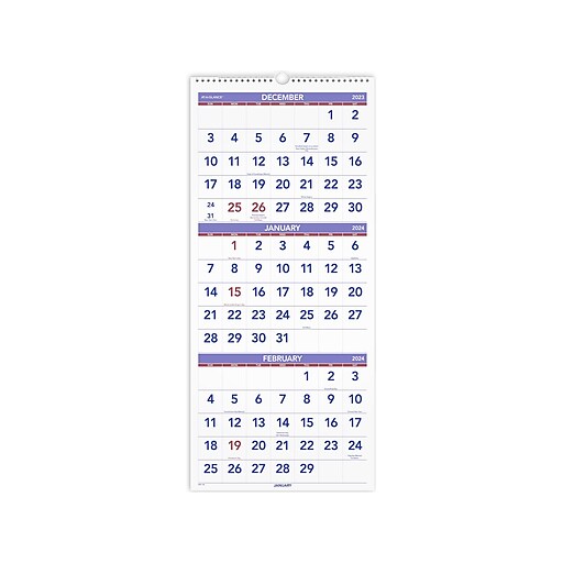 2024 ATAGLANCE 12" x 27" ThreeMonth Wall Calendar (PM112824) Staples