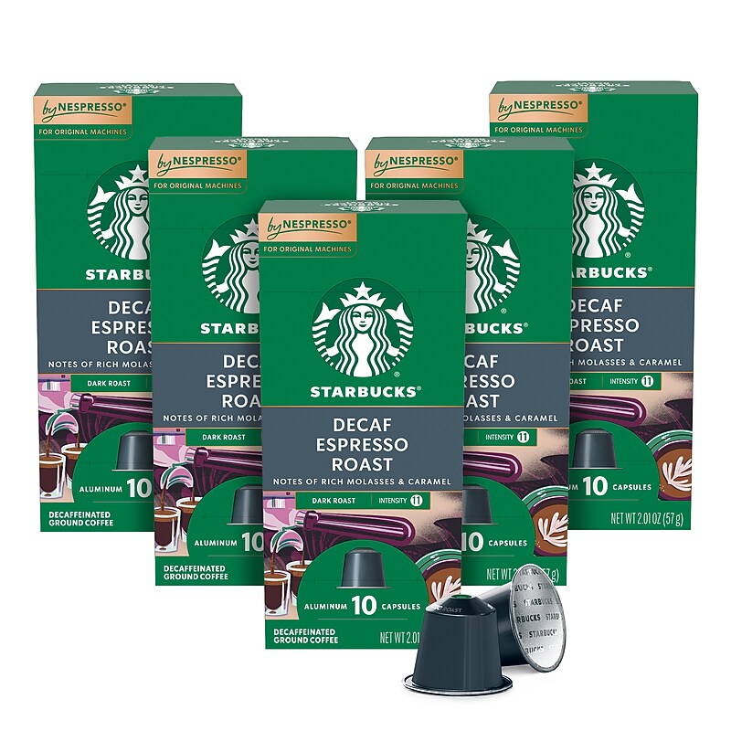 Starbucks Espresso Roast Decaf Coffee Nespresso Original Capsules, Espresso Roast, 50/Box (109050) image 1