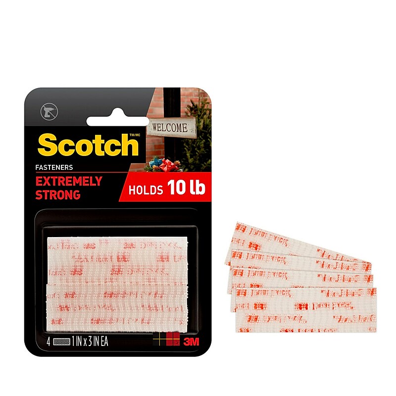 Scotch All-Weather Fastener, 1" x 3", Clear, 2/Pack (RFD7090) image 1